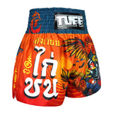 TUFF Sport MS676 Lethwei Rooster Muay Thai Shorts Orange - design close-up