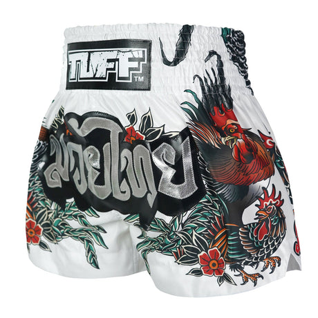 TUFF Sport MS677 Origin of Thai Rooster Muay Thai Shorts White - back view