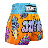 TUFF Sport MS681 Eye-Scream Muay Thai Shorts Orange - design close-up
