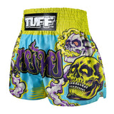 TUFF Sport MS682 Trippy Skull Muay Thai Shorts Light Blue - back view