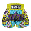 TUFF Sport MS682 Trippy Skull Muay Thai Shorts Light Blue - front view