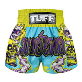 TUFF Sport MS682 Trippy Skull Muay Thai Shorts Light Blue - front view