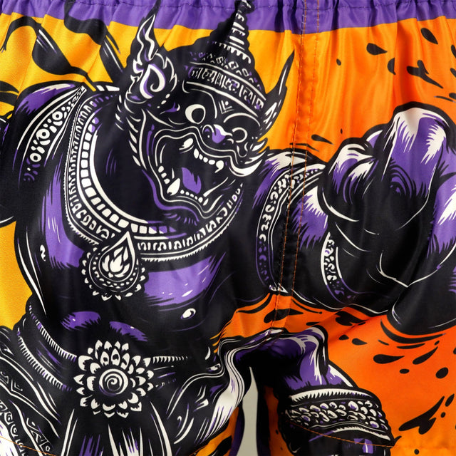 TUFF Sport MS688 The Amethyst King Muay Thai Shorts Orange - fit and cut detail