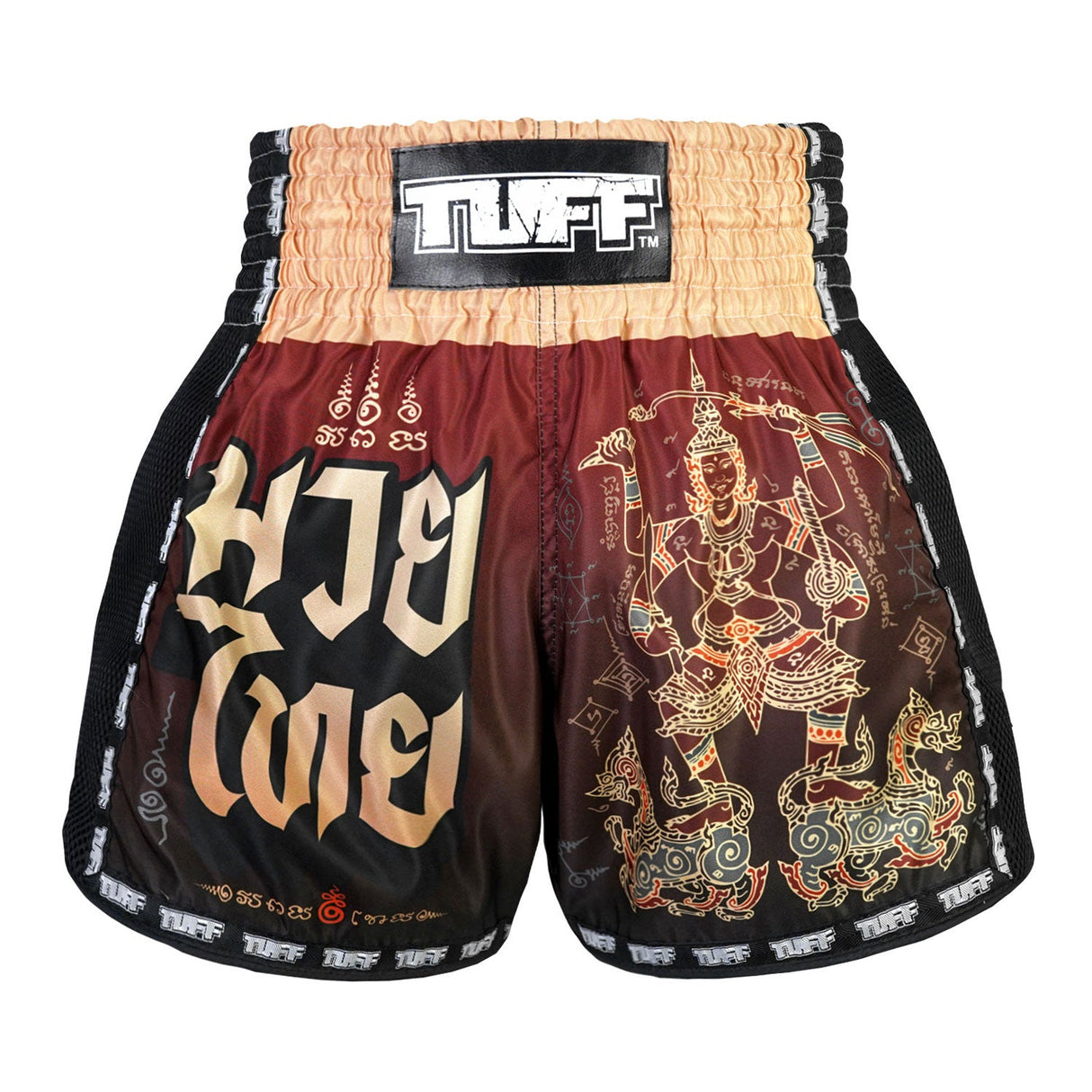 TUFF Sport MSC101 Yant Narai Muay Thai Shorts Red - front view