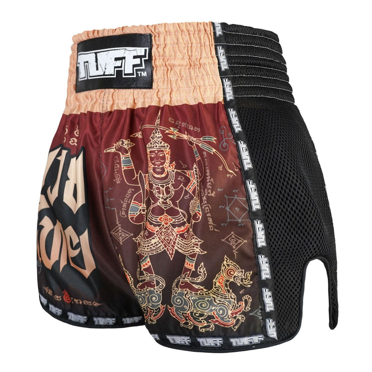 TUFF Sport MSC101 Yant Narai Muay Thai Shorts Red - back view