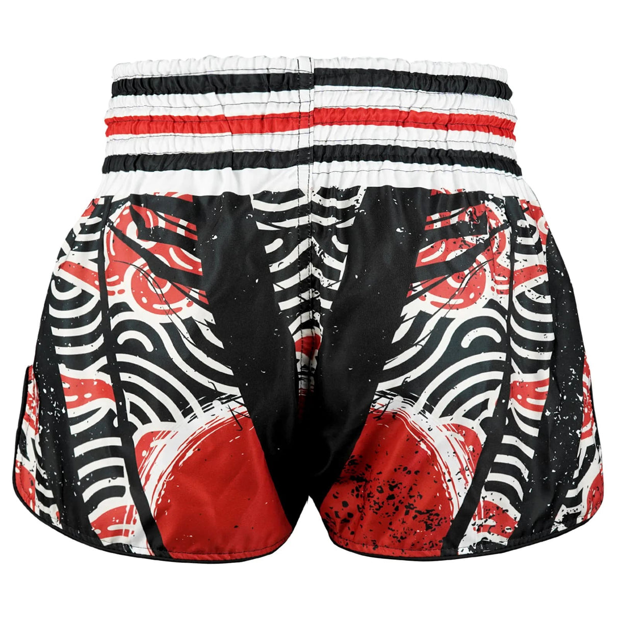 TUFF Sport RMS102 High-Cut Retro Waves of Bushido Elegance Muay Thai Shorts Black - side detail