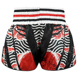 TUFF Sport RMS102 High-Cut Retro Waves of Bushido Elegance Muay Thai Shorts Black - side detail