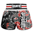 TUFF Sport RMS102 High-Cut Retro Waves of Bushido Elegance Muay Thai Shorts Black - front view