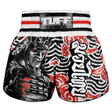 TUFF Sport RMS102 High-Cut Retro Waves of Bushido Elegance Muay Thai Shorts Black - front view