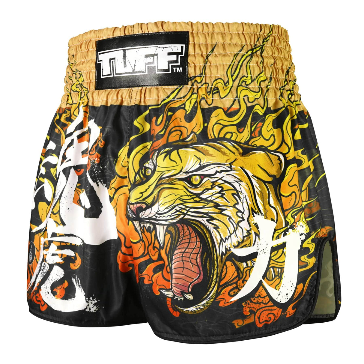 TUFF Sport RMS111 High-Cut Retro Tora Mazuka The True Tiger Muay Thai Shorts Black - back view