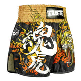 TUFF Sport RMS111 High-Cut Retro Tora Mazuka The True Tiger Muay Thai Shorts Black - design close-up