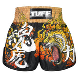 TUFF Sport RMS111 High-Cut Retro Tora Mazuka The True Tiger Muay Thai Shorts Black - front view