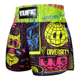 TUFF Sport RMS119 Neon Graffiti Retro Muay Thai Shorts Black - back view
