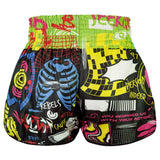 TUFF Sport RMS119 Neon Graffiti Retro Muay Thai Shorts Black - side detail