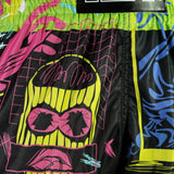 TUFF Sport RMS119 Neon Graffiti Retro Muay Thai Shorts Black - fit and cut detail