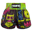 TUFF Sport RMS119 Neon Graffiti Retro Muay Thai Shorts Black - front view