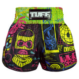 TUFF Sport RMS119 Neon Graffiti Retro Muay Thai Shorts Black - front view