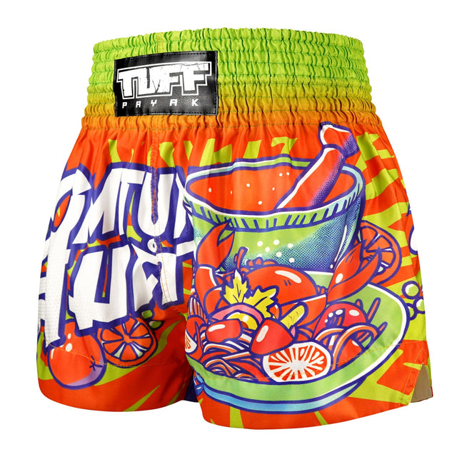 TUFF Sport MS001 Payak Som Tum Smash Muay Thai Shorts Red - back view