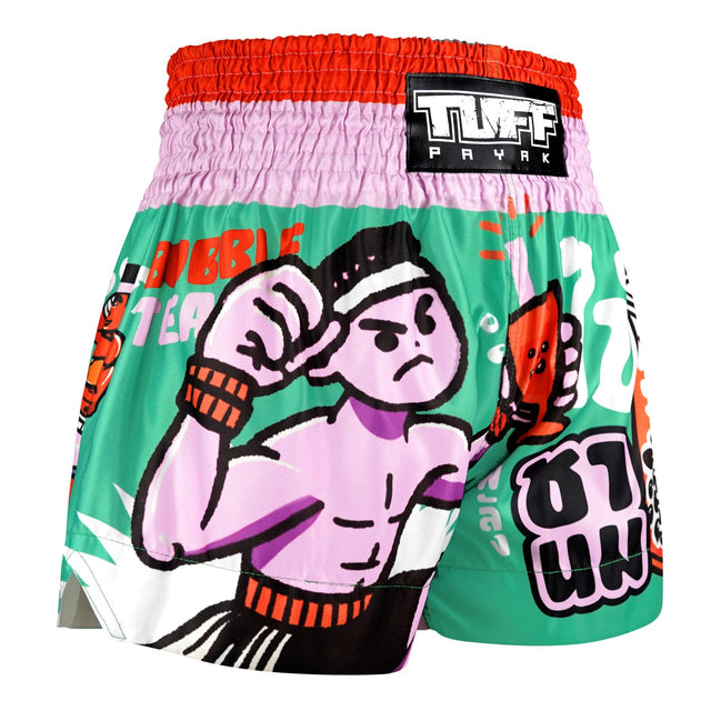 TUFF Sport MS003 Payak Cha Nom Strike Muay Thai Shorts Green - design close-up