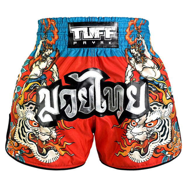 TUFF Sport RMS002 Payak Fuujin the Wind God Muay Thai Shorts Red - front view