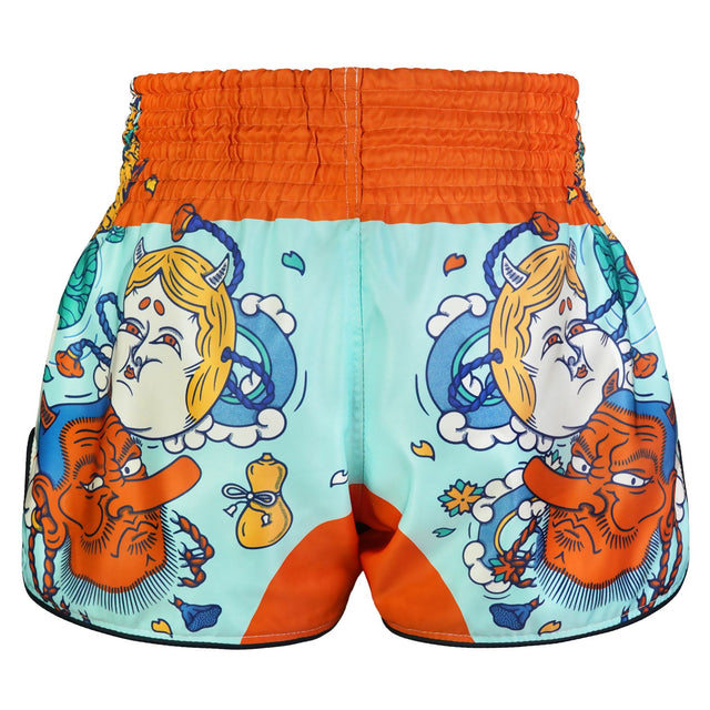 TUFF Sport RMS004 Payak Kabuki Spirits Muay Thai Shorts Cyan - side detail