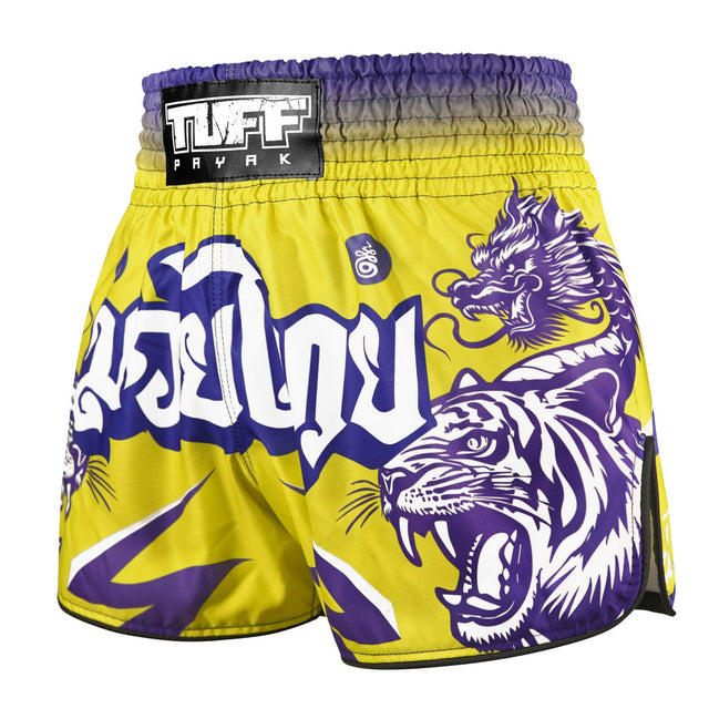 TUFF Sport RMS011 Payak The Wild Roar Muay Thai Shorts Yellow - back view