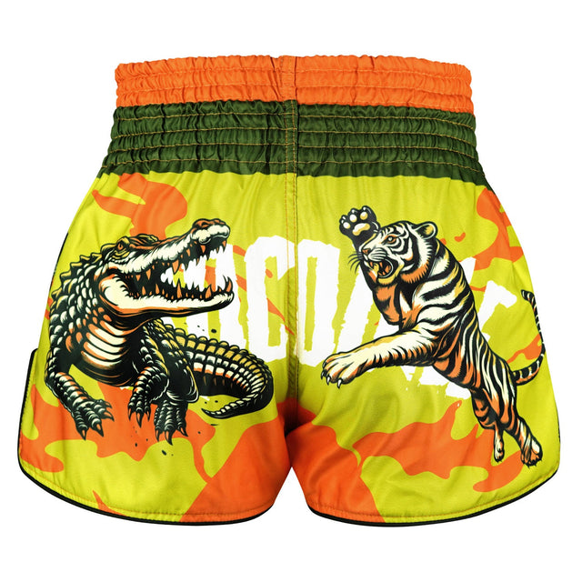 TUFF Sport RMS014 Payak Lord of the Deep Muay Thai Shorts Green - side detail