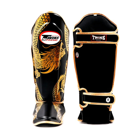 Twins Special FSGL10 Fancy Leather Shin Pads Dragon Black-Gold