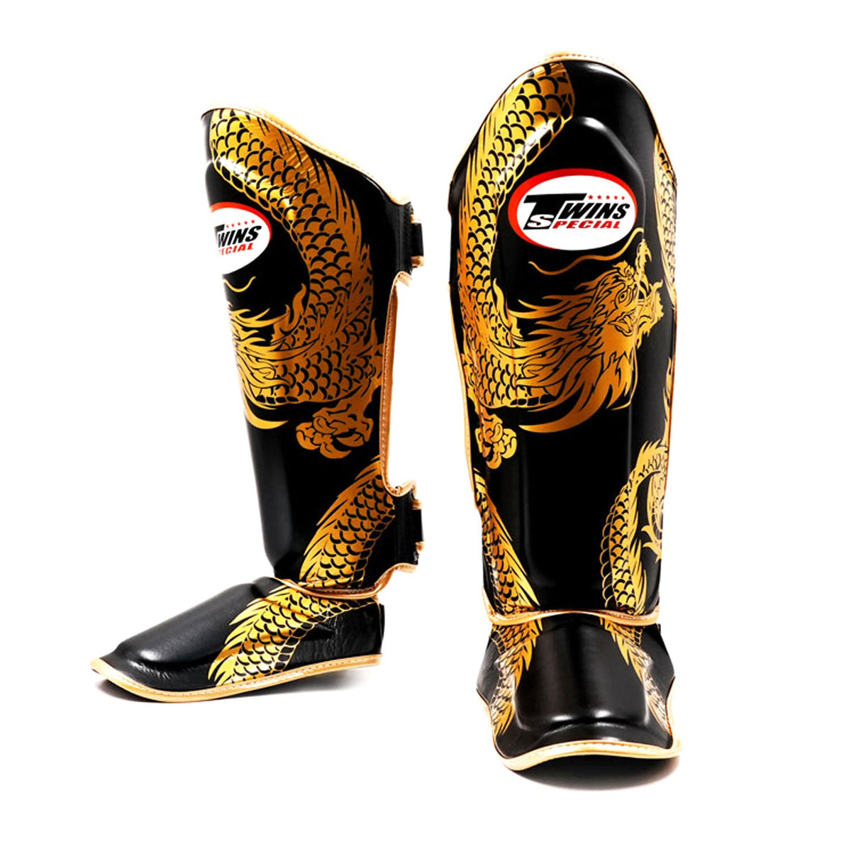 Twins Special FSGL10 Fancy Leather Shin Pads Dragon Black-Gold