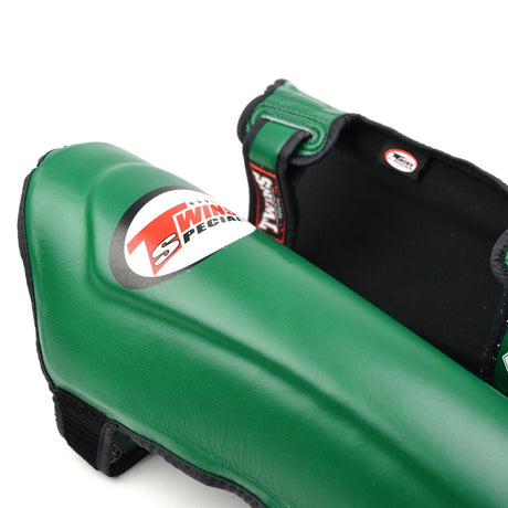 Twins Special SGL10 Leather Shin Pads Dark Green