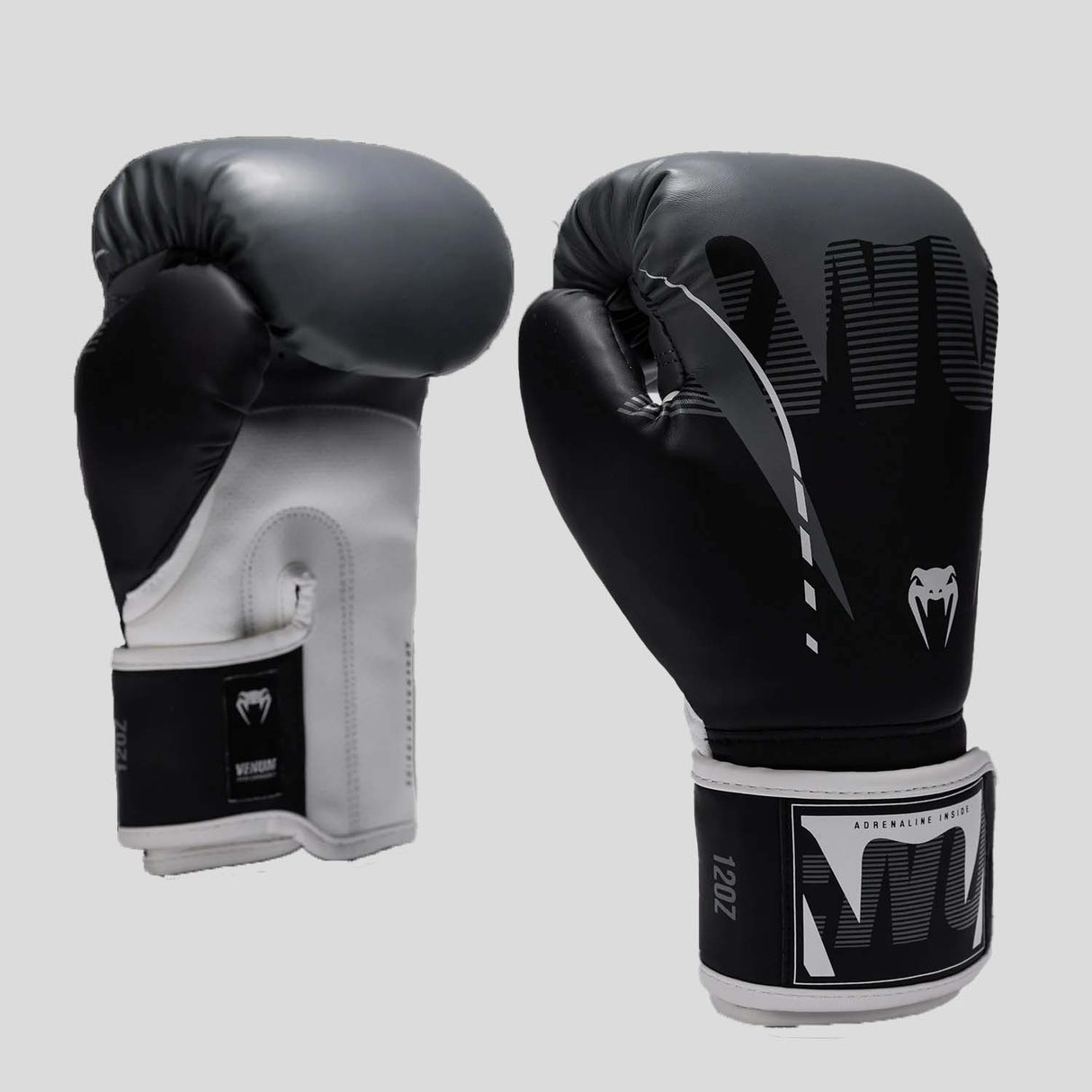 Venum Adrenaline Boxing Gloves Black/Silver Grey