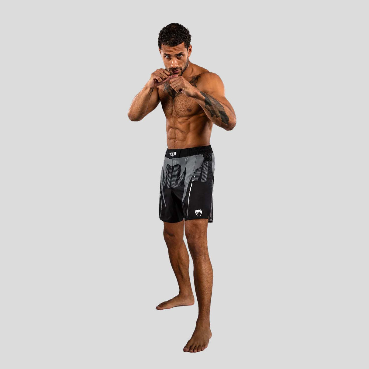 Venum Adrenaline Fight Shorts Black/Silver Grey