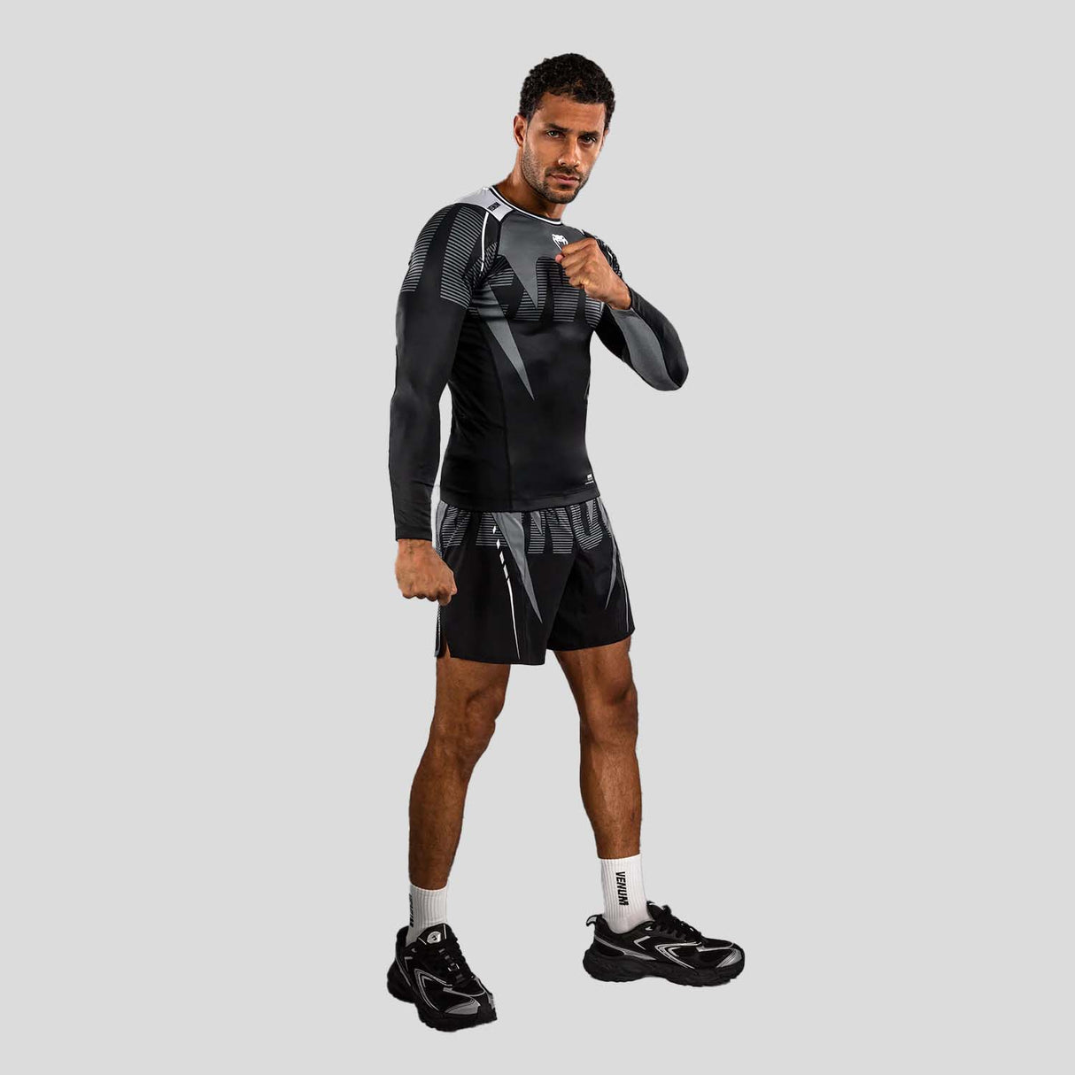 Venum Adrenaline Long Sleeve Rash Guard Black/Silver Grey