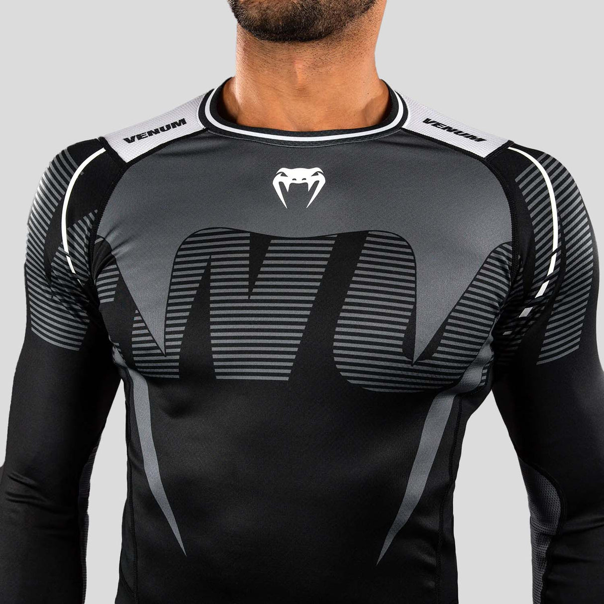 Venum Adrenaline Long Sleeve Rash Guard Black/Silver Grey