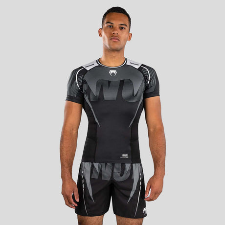 Venum Adrenaline Short Sleeve Rash Guard Black/Silver Grey