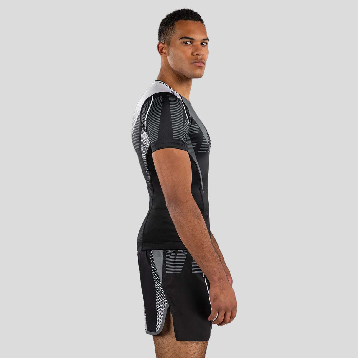 Venum Adrenaline Short Sleeve Rash Guard Black/Silver Grey