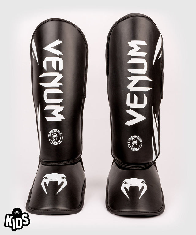 Venum Challenger Kids Shin Guards Black/White - front