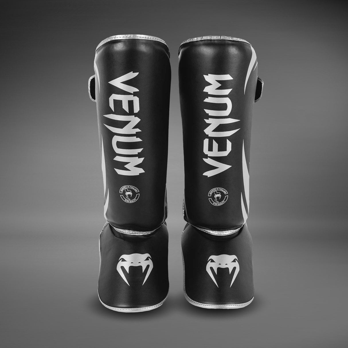 Venum Challenger Stand Up Shin Guards Black/Silver - front