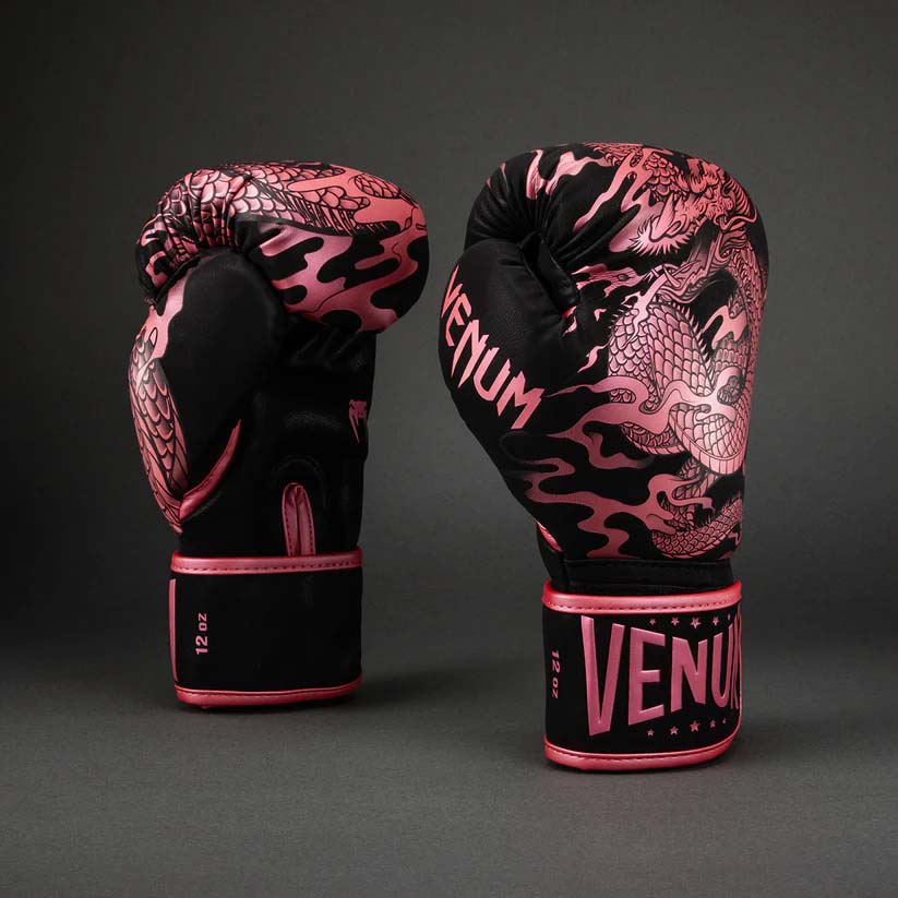 Venum Dragon's Flight Boxing Gloves Black/Metallic Pink