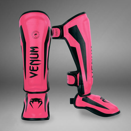 Venum Elite Shin Guards Kids Neon Pink - front
