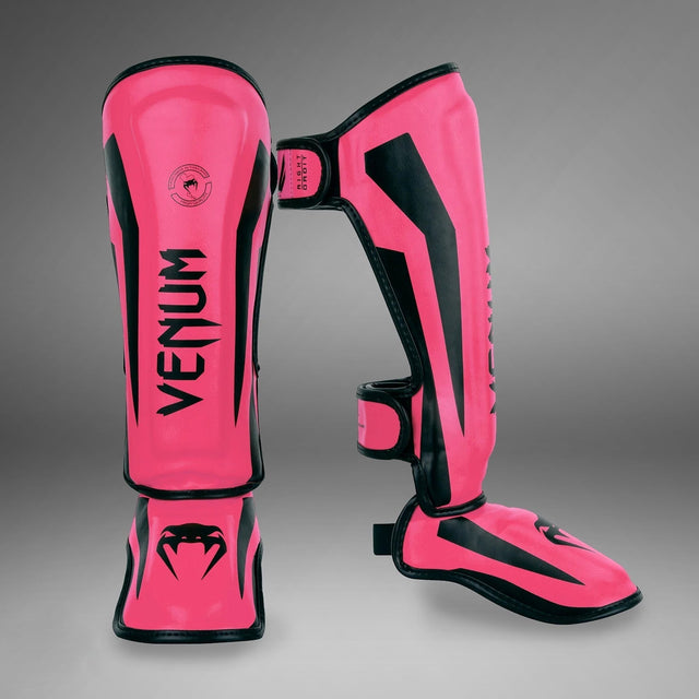 Venum Elite Shin Guards Kids Neon Pink - front