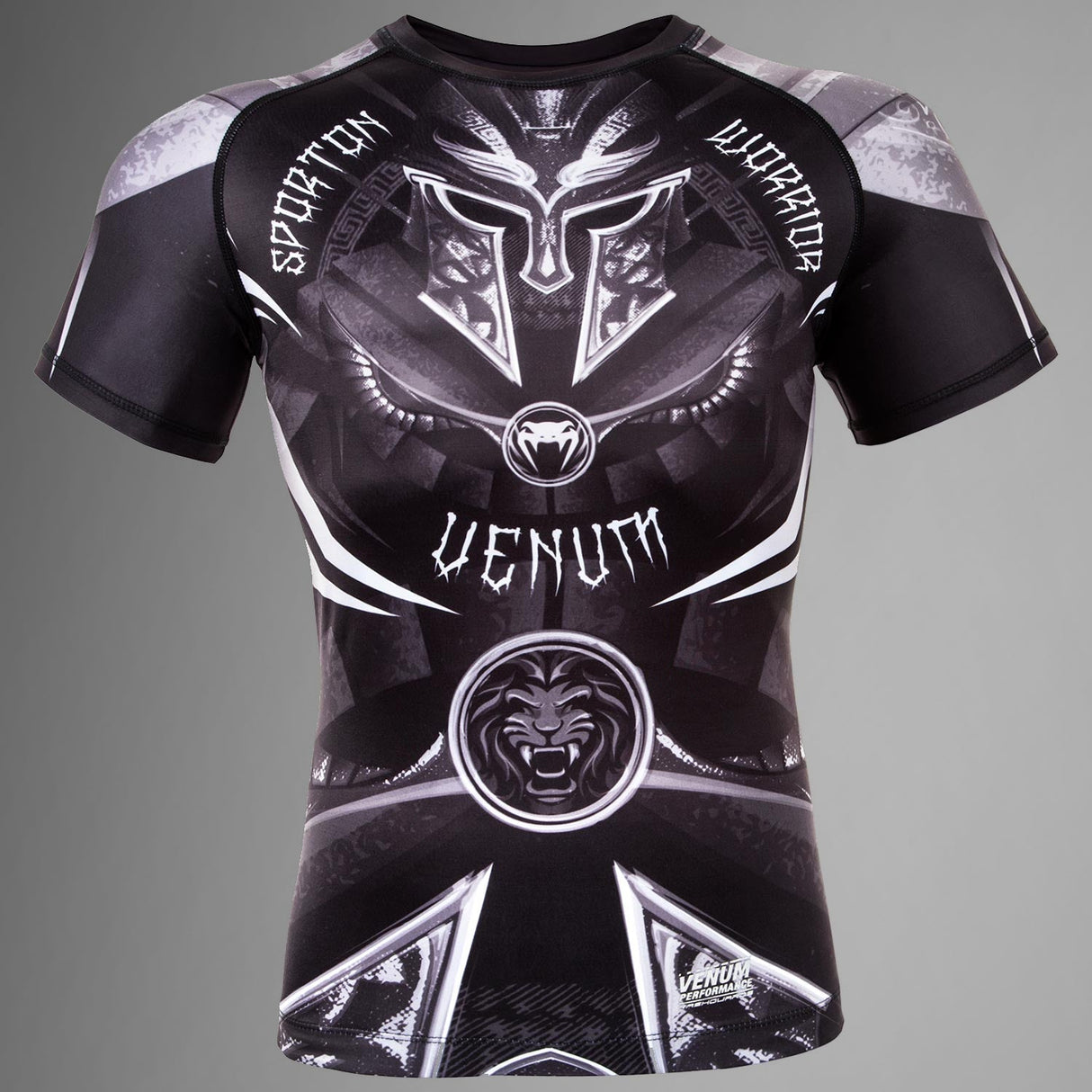 Venum Gladiator 3.0 Rashguard Black/White Short Sleeves - front