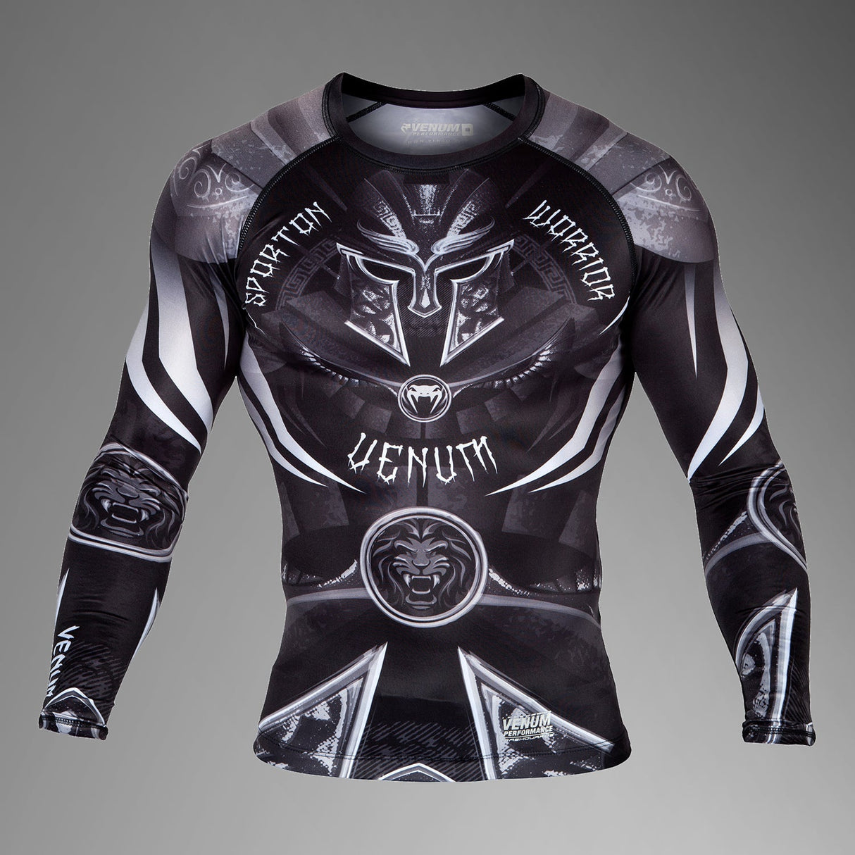 Venum Gladiator 3.0 Rashguard Long Sleeves Black/White - front