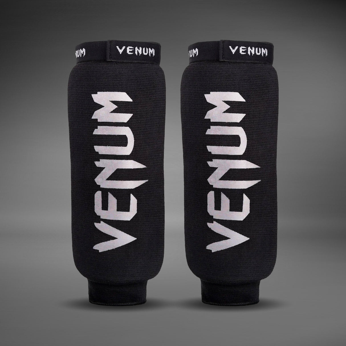 Venum Kontact Shin Guards Without Foot Black - front