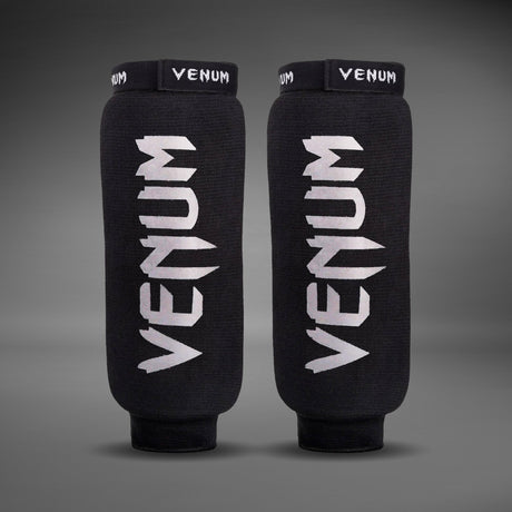Venum Kontact Shin Guards Without Foot Black - front
