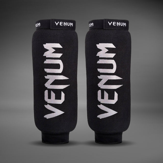 Venum Kontact Shin Guards Without Foot Black - front
