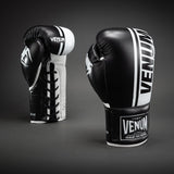 Venum Shield Pro Boxing Gloves with Laces Black/White - back