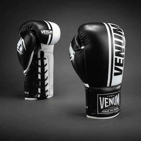 Venum Shield Pro Boxing Gloves with Laces Black/White - back