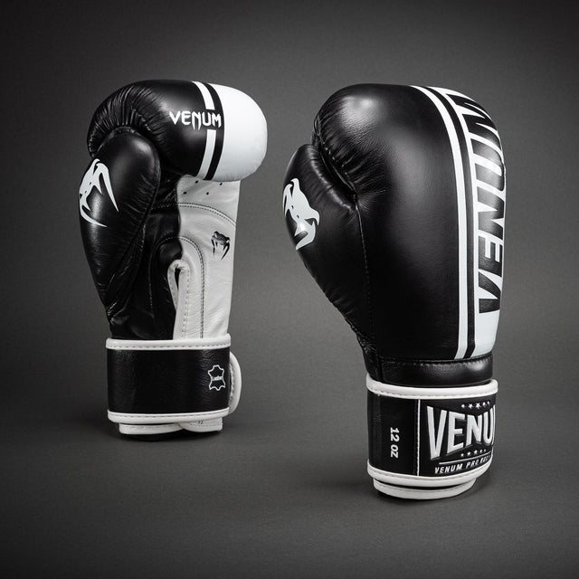 Venum Shield Pro Boxing Gloves with Velcro Black/White - front