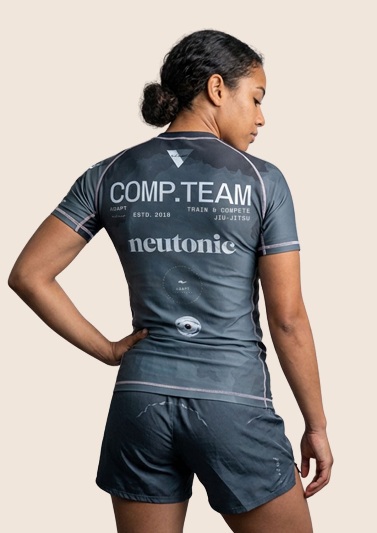 Adapt Jiu-Jitsu Womens Neutonic x Adapt Comp Team Rash Guard Gunmetal Grey
